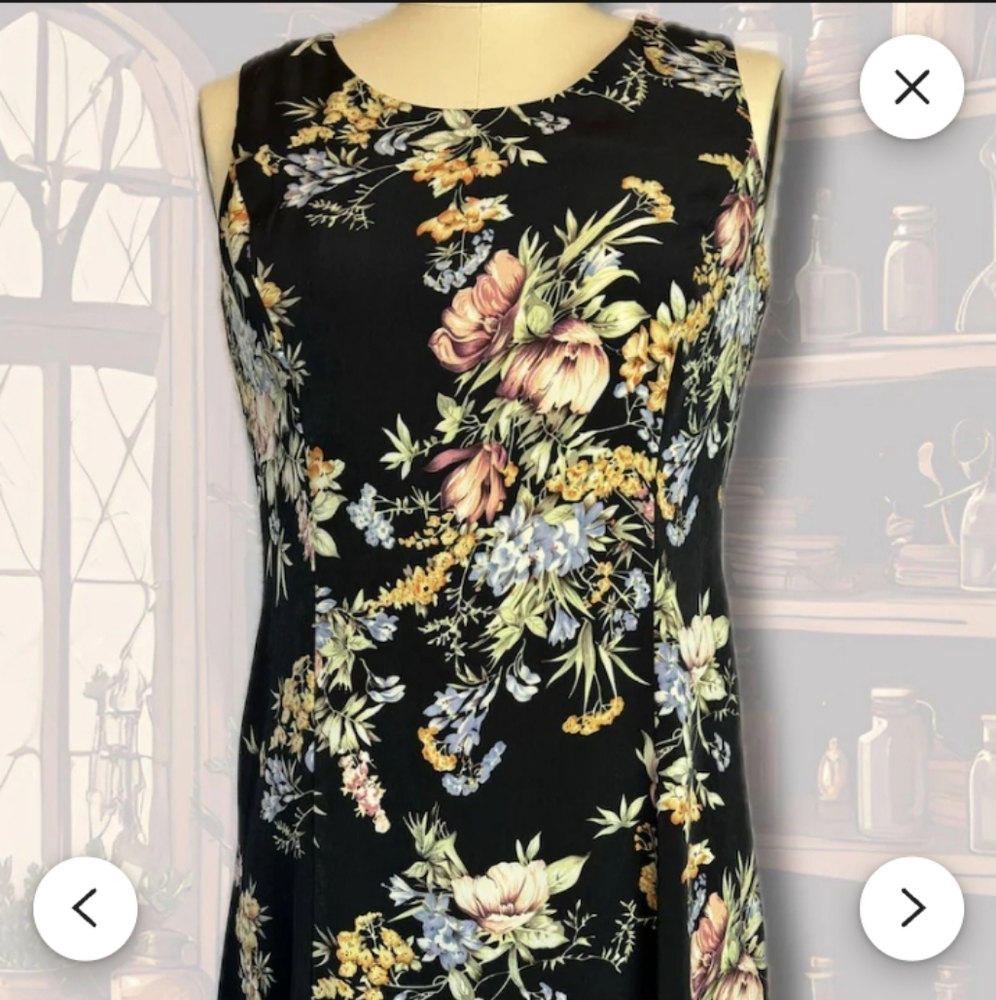 Danny & Nicole Black Floral Dress